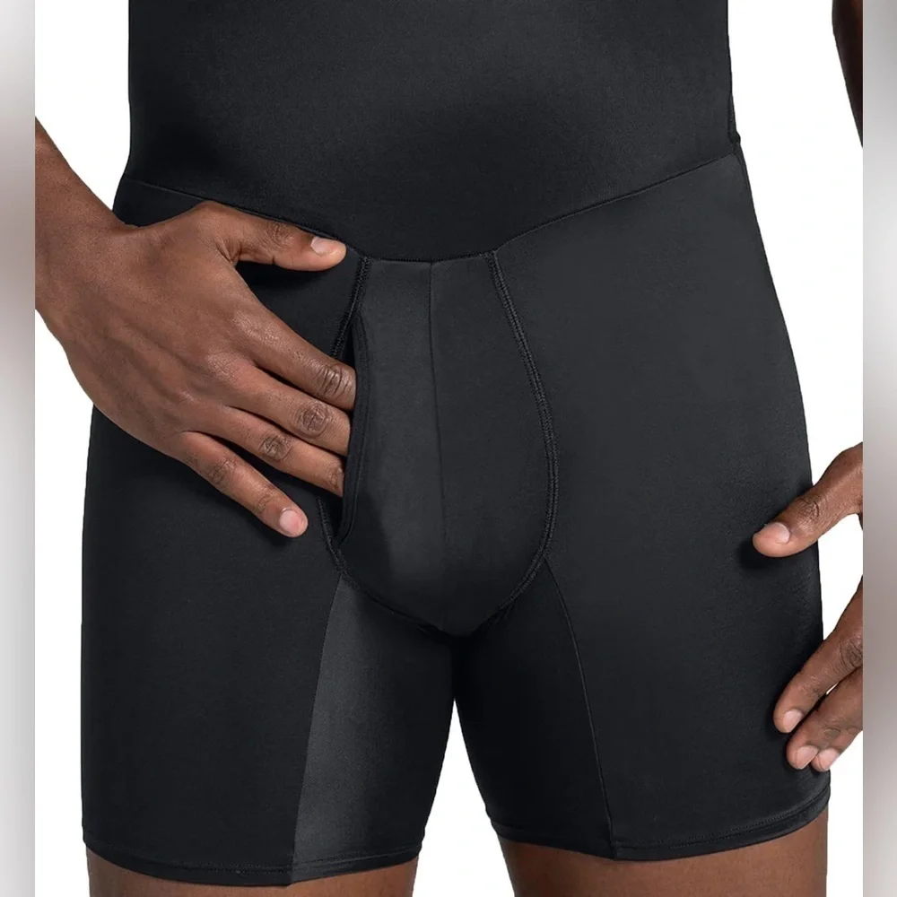 NWOT Leonisa LEO Men's High-Waisted Shaper Boxer Brief in Black Size S
